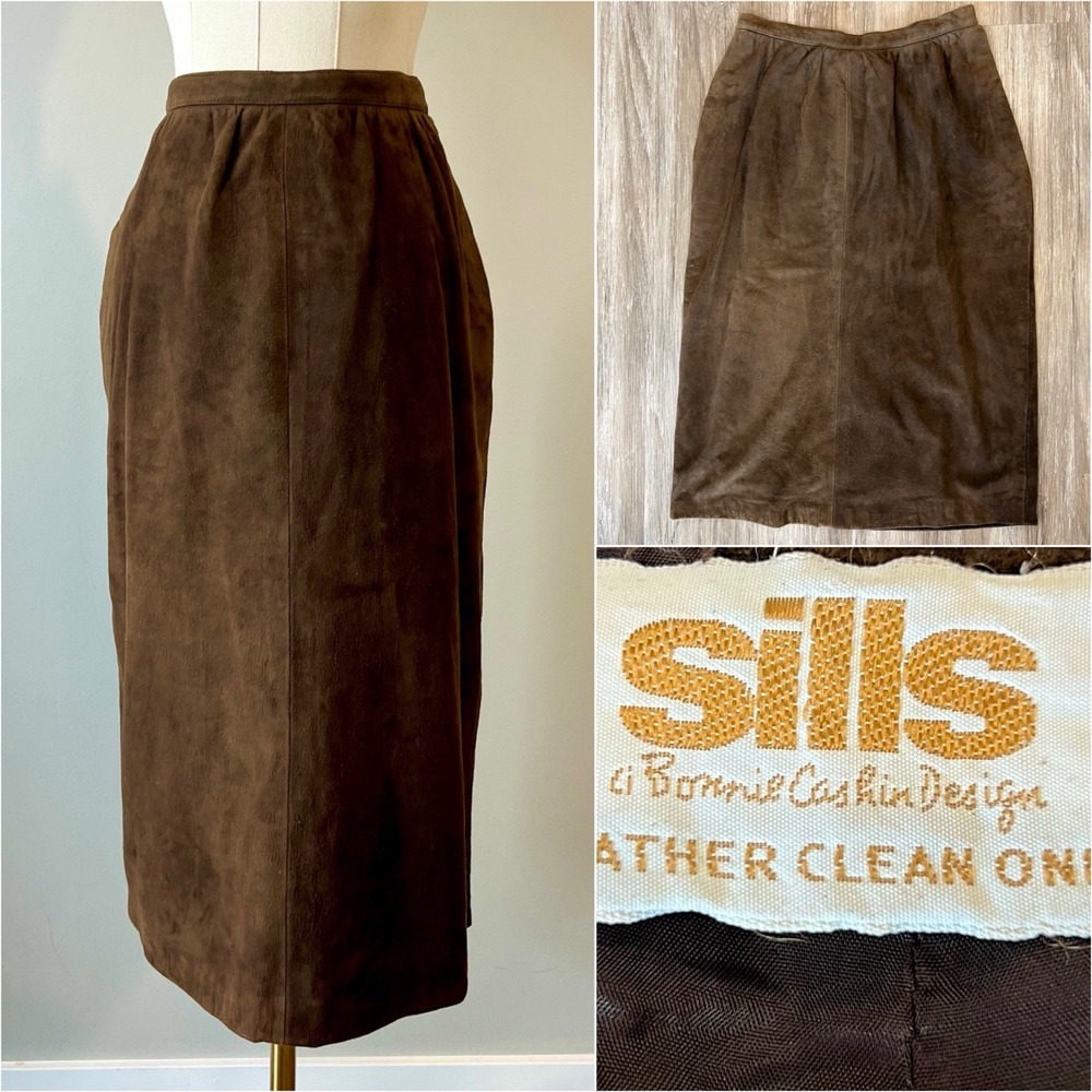 Vintage 1970s Bonnie Cashin Leather Skirt 70s Retro Suede Coach Sills 27.5 Waist